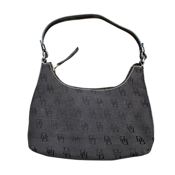 Dooney and Bourke Signature Logo Monogram Small Shoulder Purse Canvas Leather - Picture 1 of 16